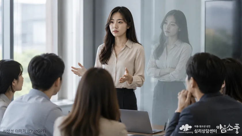 이인증의 주요 증상 - 신이 말하고 행동하는 모습을 몸 밖에서 지켜보는 것 같은 장면의 이미지